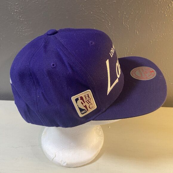 NWT LA Lakers Mitchell & Ness Script HWC Hat Rare Griswold Kobe Snapback - Picture 4 of 6